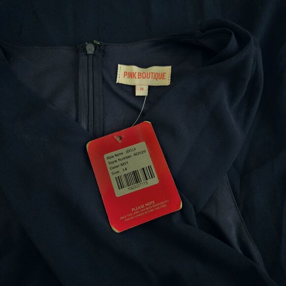 NWT Pink Boutique sz 14 criss cross front with cut out belly blue maxi gown - Picture 5 of 5